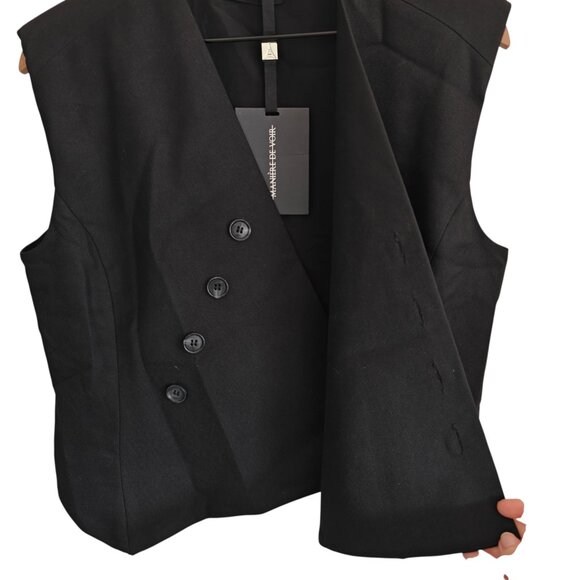 NWT Maniere De Voir Laurence Tailored Wrap Vest in Black 10 - Picture 6 of 12
